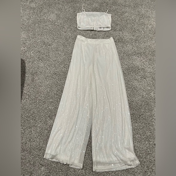 12th Tribe Pants - 12th Tribe White Shimmer Jumpsuit